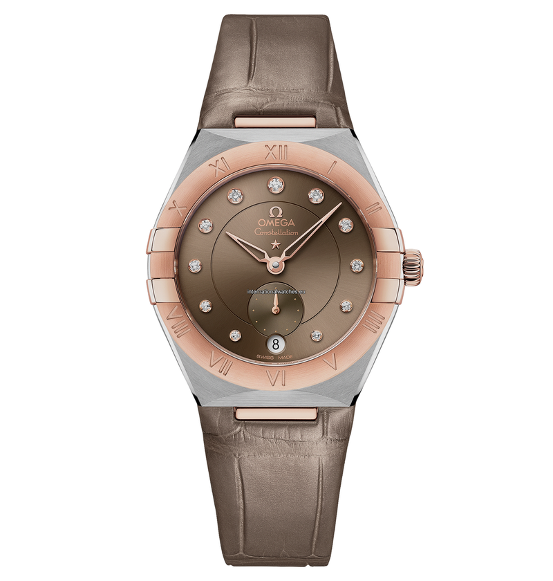 Constellation 34 mm, steel - Sedna™ gold on leather strap - 131.23.34.20.63.001