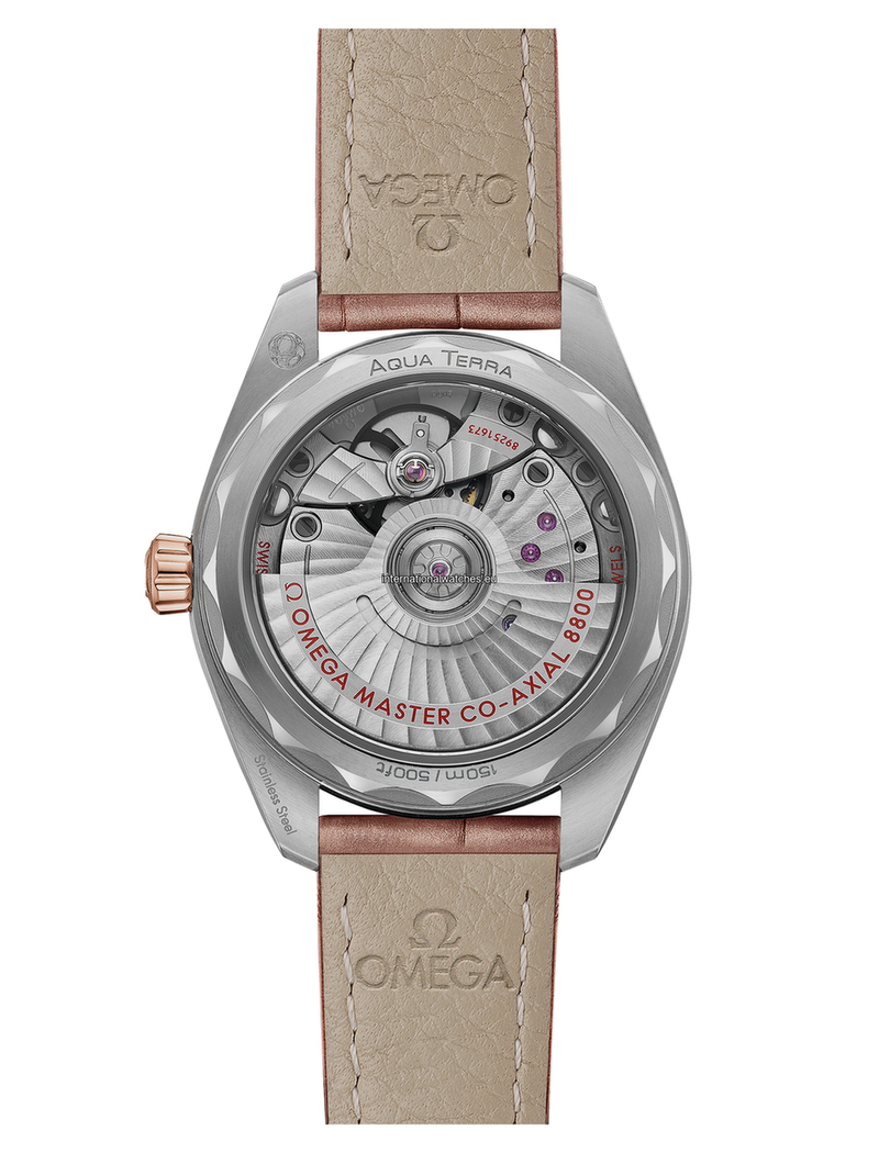 Seamaster Aqua Terra 150M 34 mm, steel - Sedna™ gold on leather strap - 220.23.34.20.59.001
