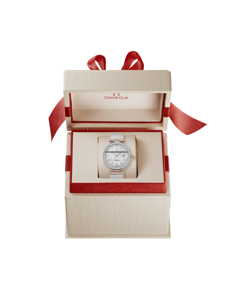 De Ville Ladymatic 34 mm, steel - Sedna™ gold on leather strap - 425.27.34.20.55.004