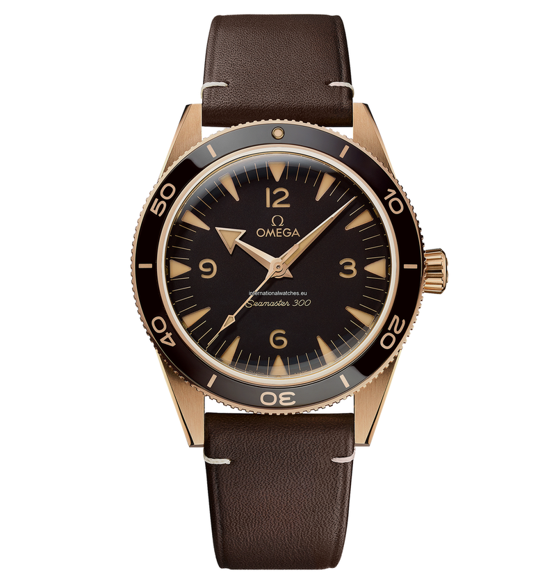 Seamaster 300 41 mm, Bronze gold on leather strap - 234.92.41.21.10.001